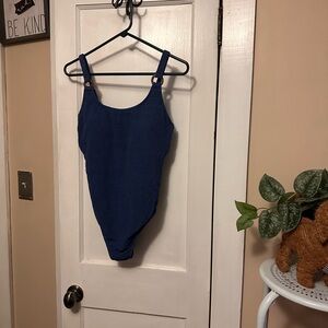 New with tags -size large-Shade & Shore Blue Textured Swimsuit